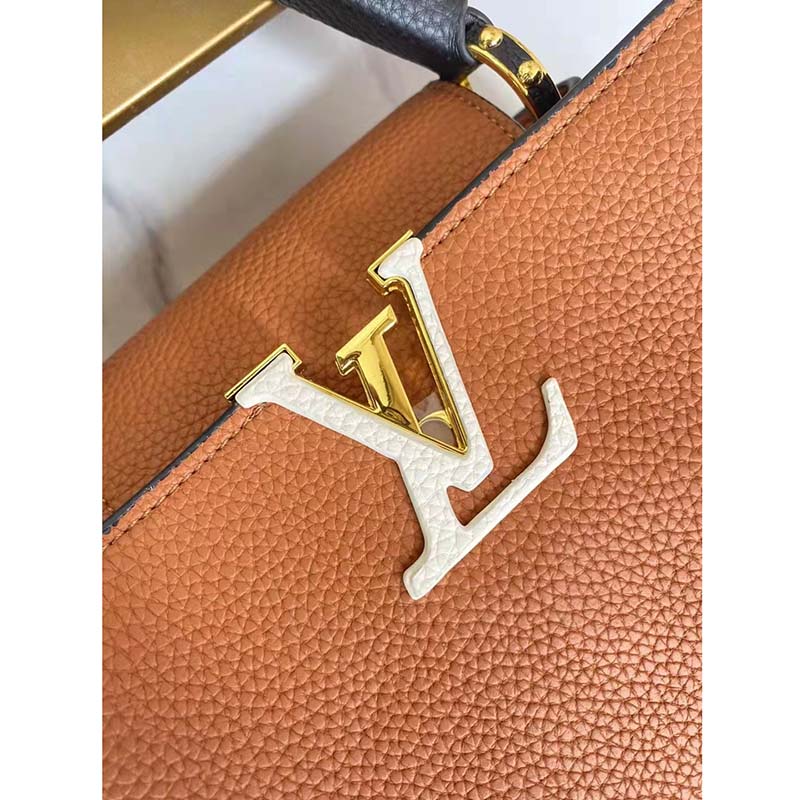 Louis Vuitton LV Women Capucines BB Handbag Gold Noir Taurillon Leather