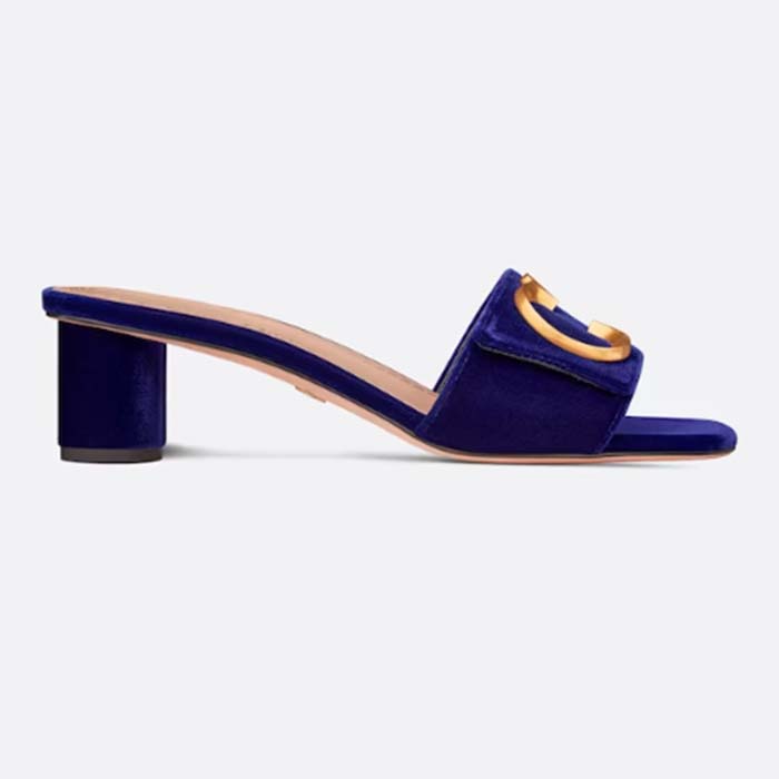 Dior Women CD C’est Dior Heeled Slide Cobalt Blue Velvet 5 CM Heel