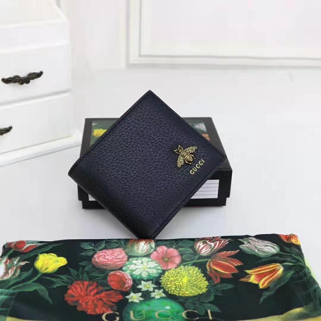 Gucci GG Unisex Animalier Leather Wallet in Black Leather