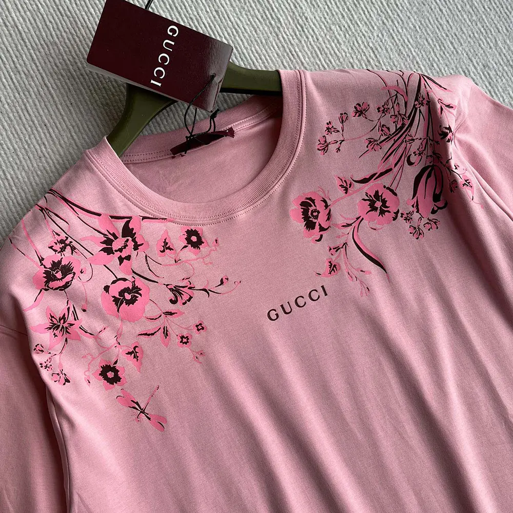 Gucci Women Soft Cotton Jersey T-shirt with Print-Pink