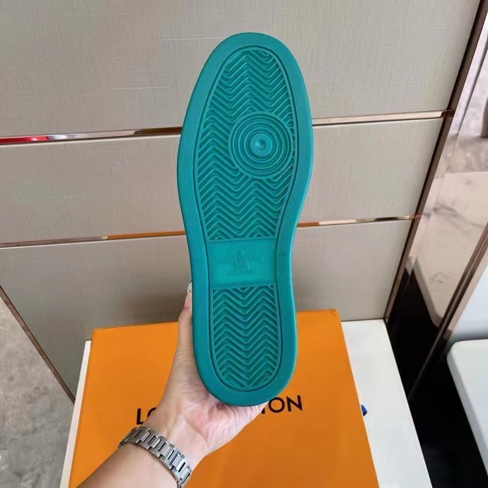 Louis Vuitton LV Unisex Rivoli Sneaker Boot Green Calf Leather Monogram Metallic Canvas