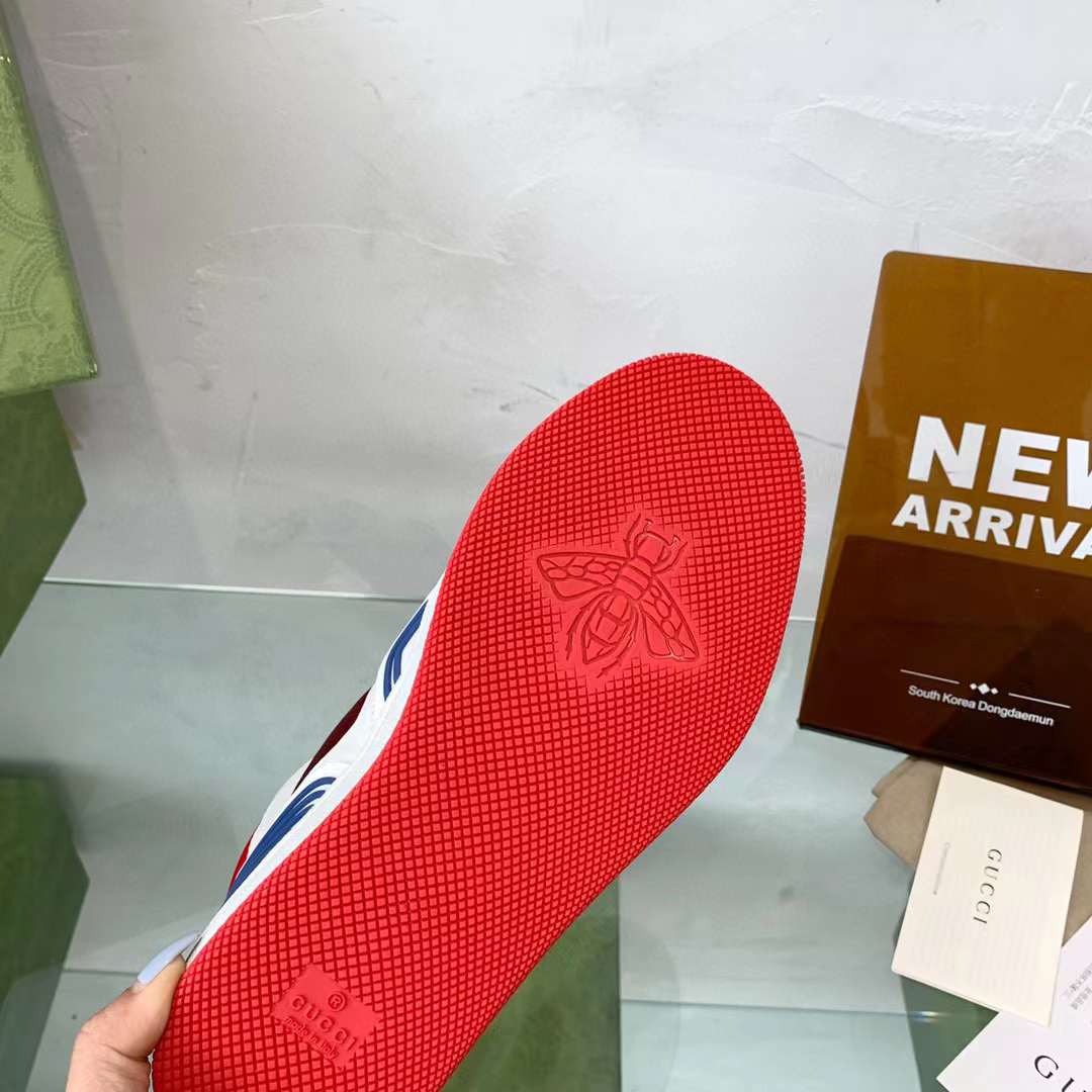 Gucci Unisex Gucci Basket Sneaker Red Mesh Rubber Sole Low 3.3 Cm Heel