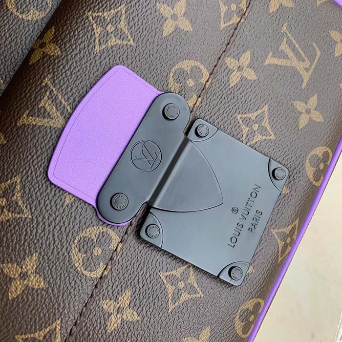 Louis Vuitton LV Unisex S Lock Sling Bag Purple Monogram Macassar Coated Canvas