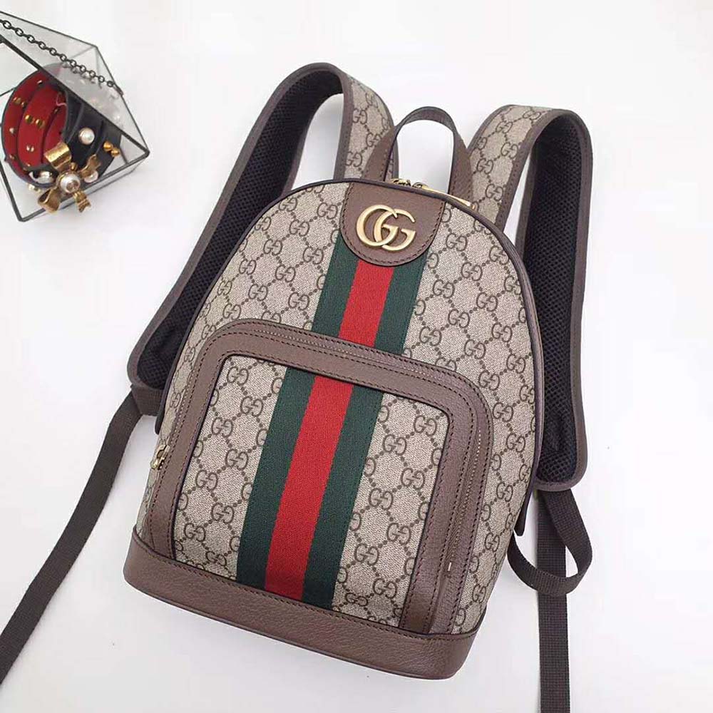 Gucci GG Unisex Ophidia GG Small Backpack-Brown