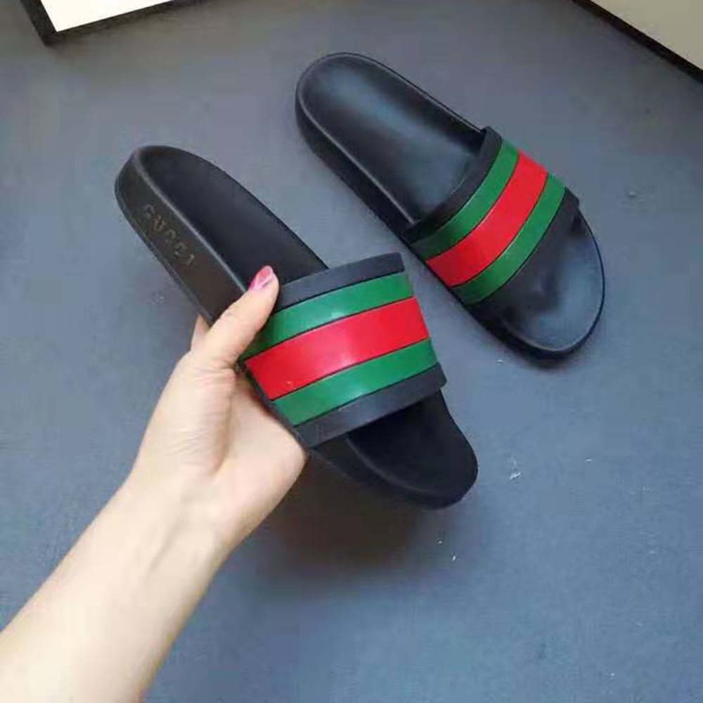 Gucci Men Web Slide Sandal-Black