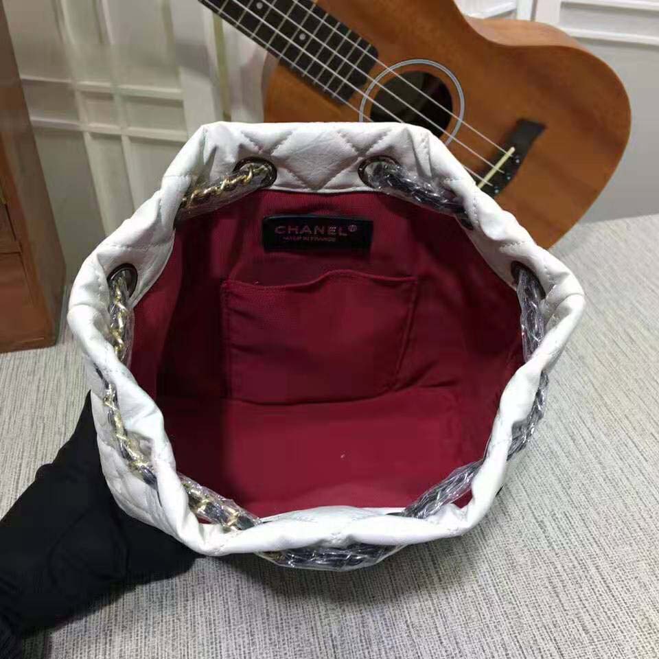 Chanel Women Chanel’s Gabrielle 17 Small Hobo Bag in Calfskin Leather-Black and White