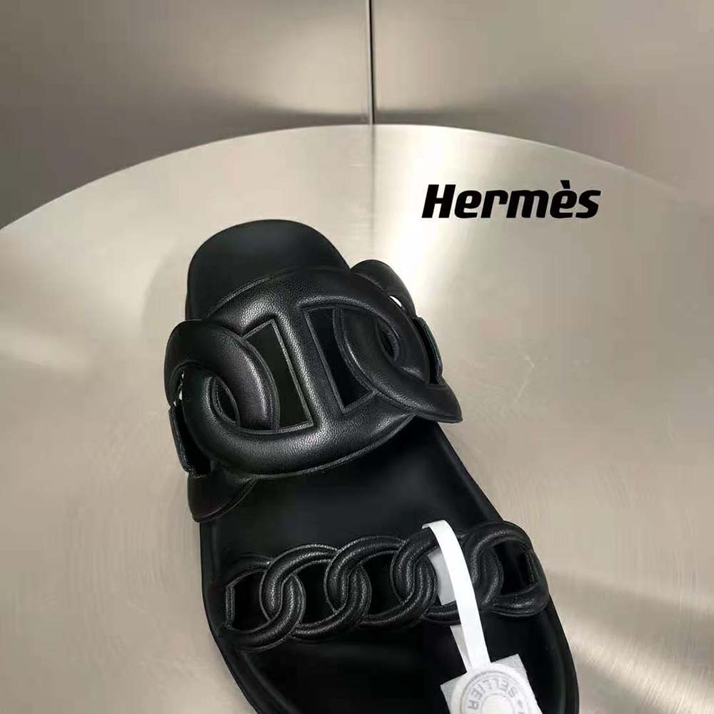 Hermes Women Extra Sandal in Nappa Leather-Black