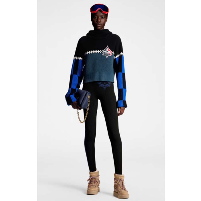 Louis Vuitton Women LV SKI Graphic Hooded Pullover Snowflake Motif Cashmere Black Blue