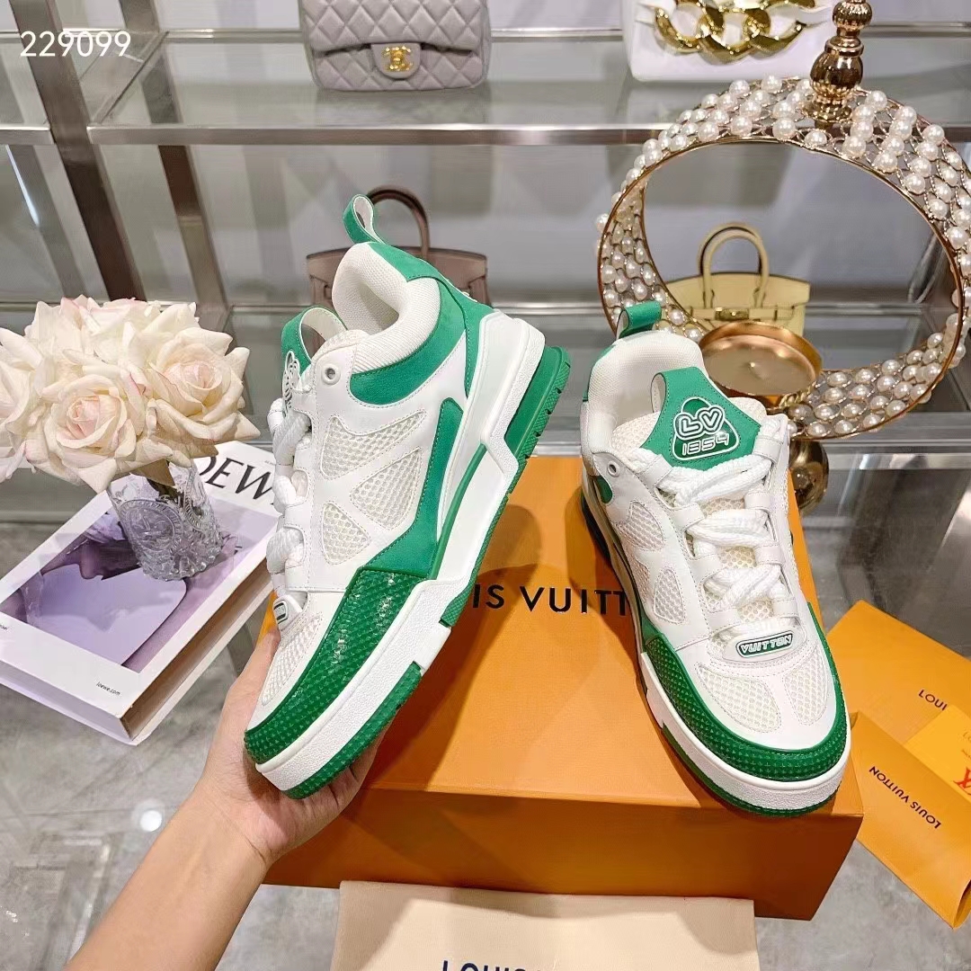 Louis Vuitton Unisex LV Skate Sneaker Mix of Materials Technical Mesh Plain Suede Calf Leather