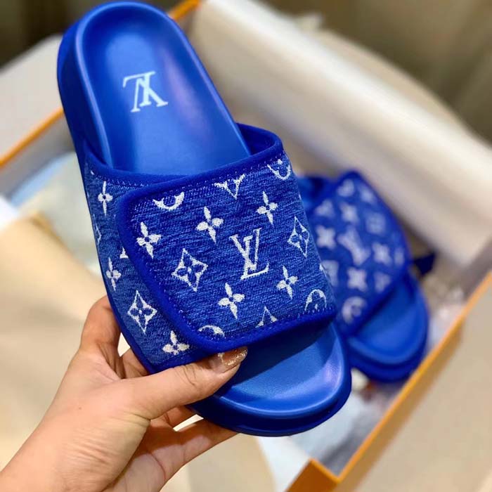 Louis Vuitton LV Unisex Miami Mule Blue Mini Monogram Textile Anatomic Micro