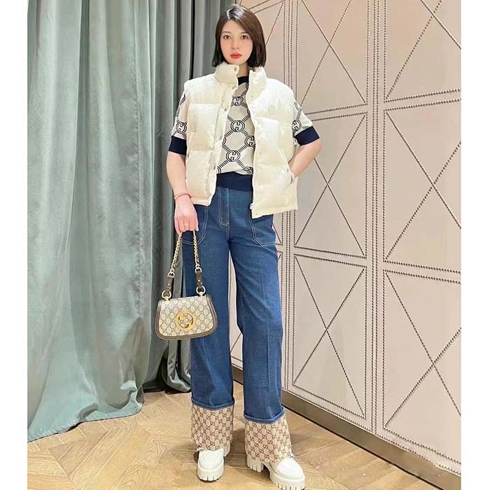 Gucci Women GG Matelassé Loafer Off White Leather Low 2.5 Cm Heel