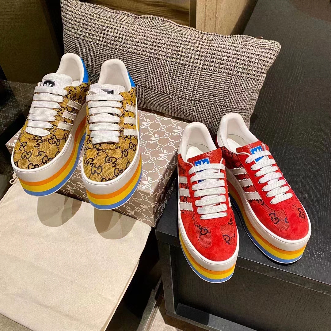 Gucci Women Adidas x Gucci GG Gazelle Sneaker Red Velvet Details Demetra