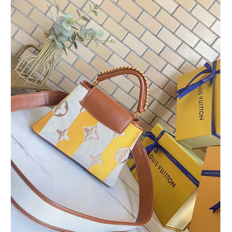 Louis Vuitton LV Women Capucines BB Handbag Yellow Calfskin Canvas