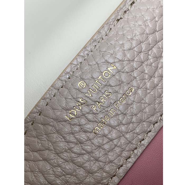 Louis Vuitton LV Women Capucines BB Handbag Beige Taurillon Patent Leather Smooth Calfskin