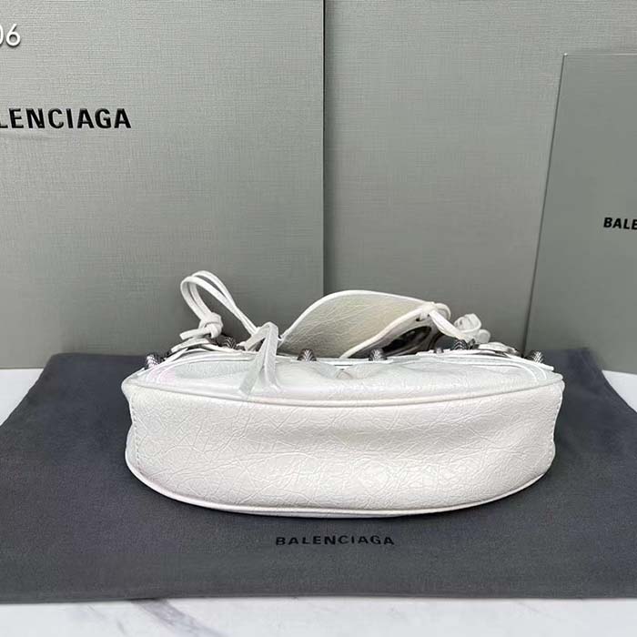 Balenciaga Women BB Le Cagole XS Shoulder Bag White Arena Lambskin