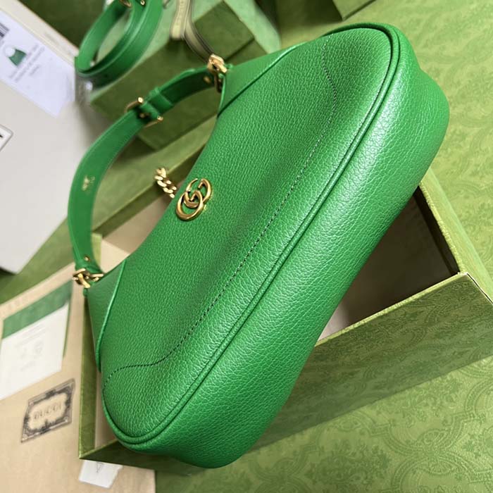 Gucci Women GG Aphrodite Small Shoulder Bag Green Soft Leather Double G