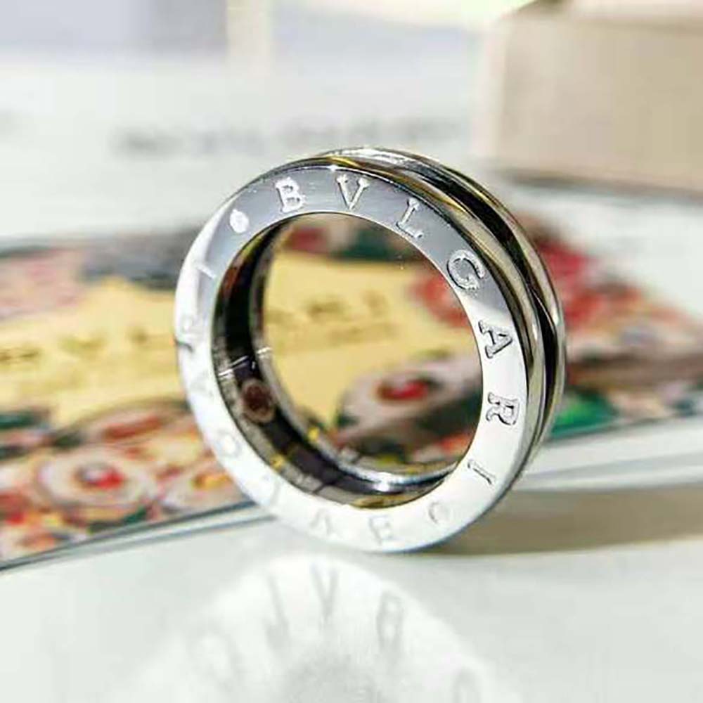 Bvlgari Women Save the Children One-band Sterling Silver Ring with Black Ceramic