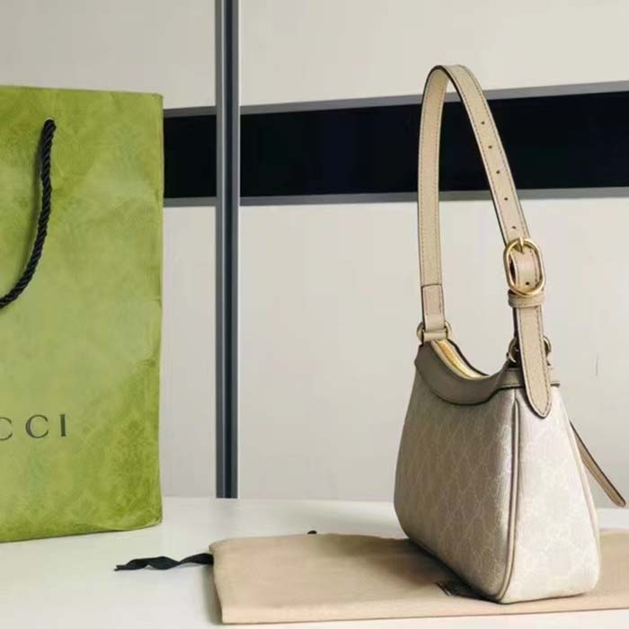 Gucci Women Ophidia Small Handbag Beige White GG Supreme Canvas Double G