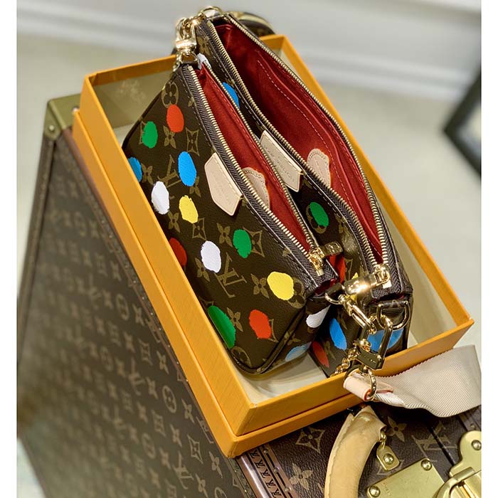Louis Vuitton Women LV x YK Multi Pochette Accessoires Monogram Coated Canvas 3D Painted Dots