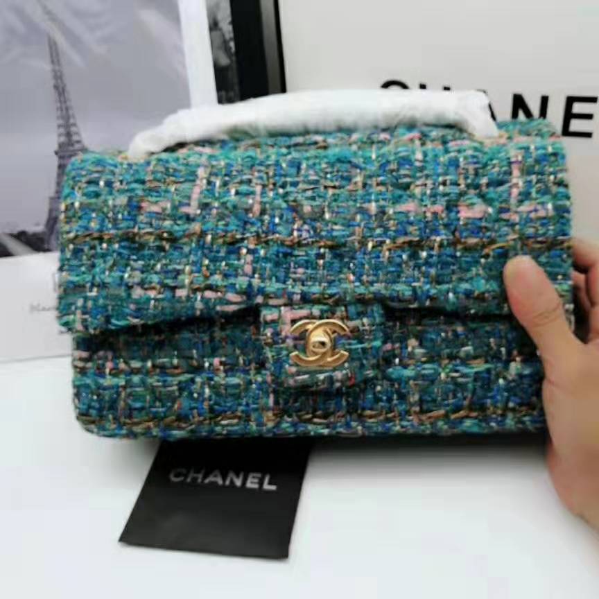 Chanel Women Mini Flap Bag in Tweeds & Fabrics-Blue