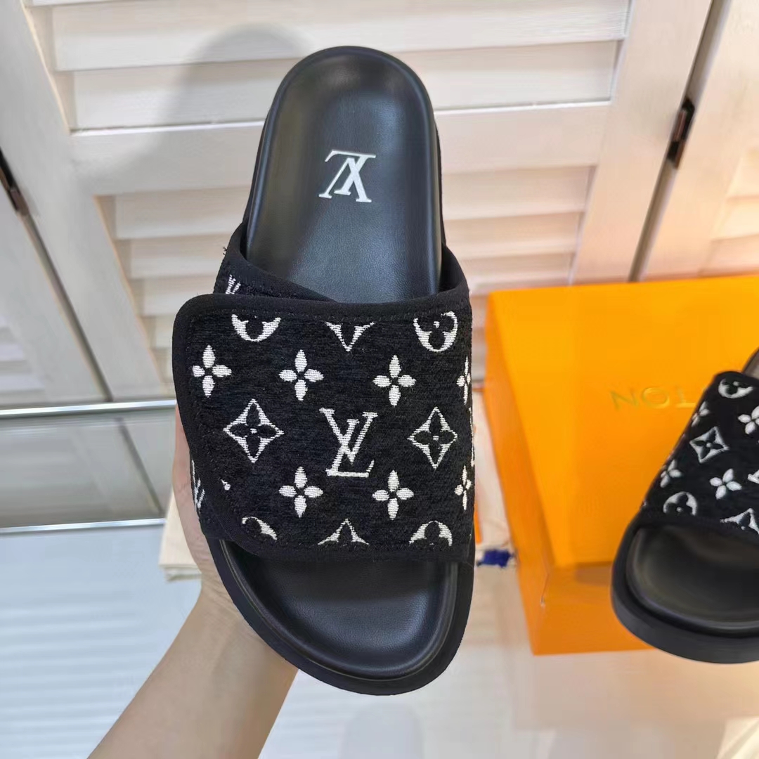 Louis Vuitton LV Unisex Miami Mule Black Mini Monogram Textile Anatomic Insole