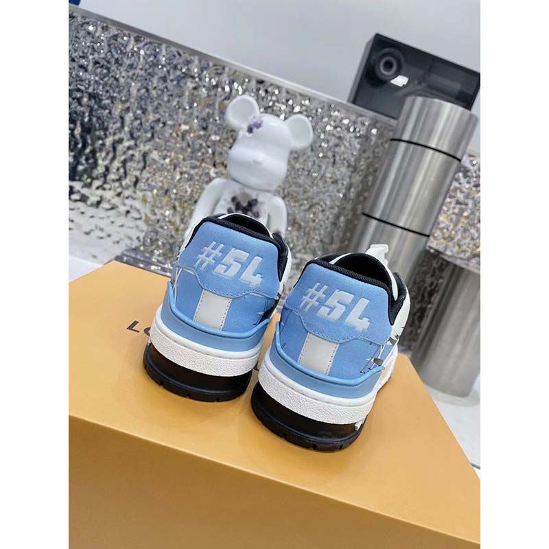 Louis Vuitton Unisex LV Trainer Sneaker Black Printed Calf Leather Rubber Monogram Flowers