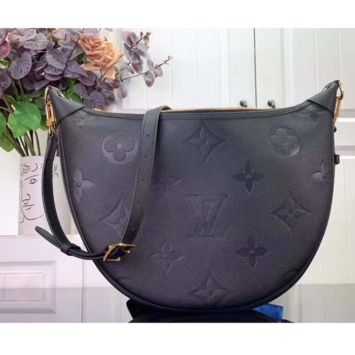 Louis Vuitton LV Women Loop Hobo Black Monogram Empreinte Embossed Grained Cowhide Leather