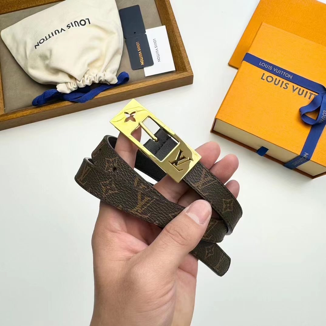 Louis Vuitton Unisex LV Duo 18MM Reversible Belt Monogram Canvas Recto Side Black Leather Verso