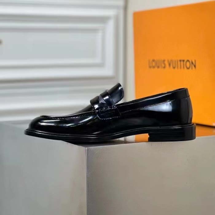 Louis Vuitton LV Men Vendome Flex Loafer Black Waxed Calf Leather Monogram Canvas