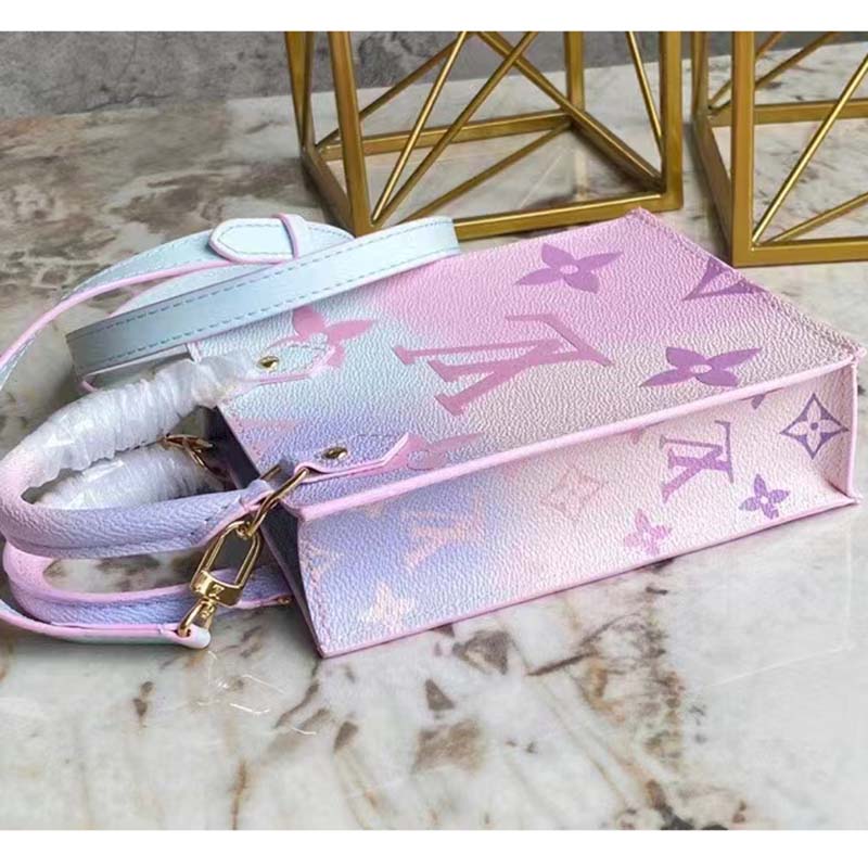 Louis Vuitton Women Petit Sac Plat Sunrise Pastel Monogram Coated Canvas Cowhide