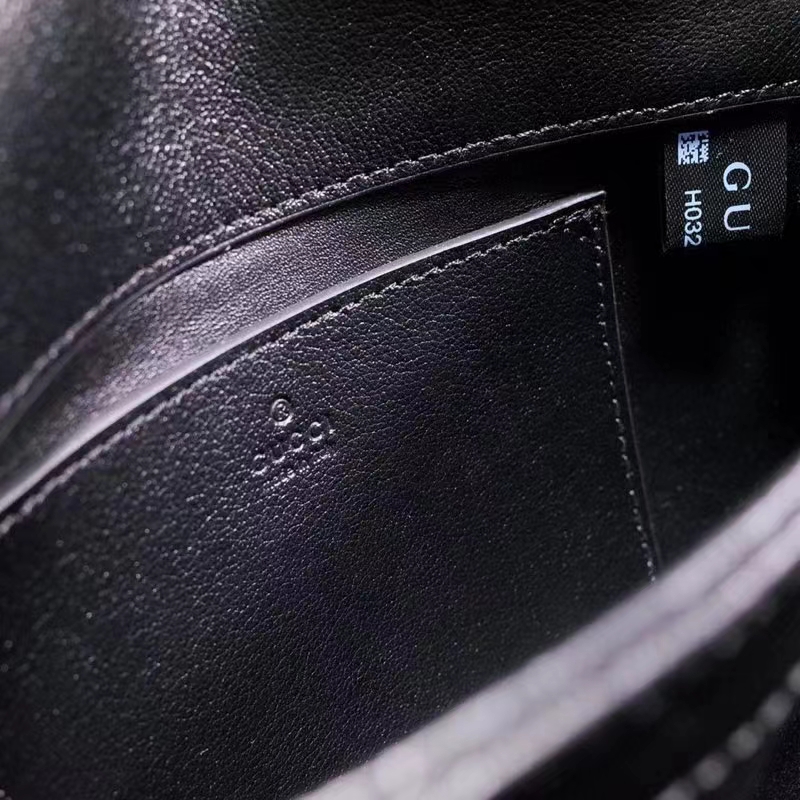 Gucci Women GG Blondie Mini Bag Black Leather Round Interlocking G