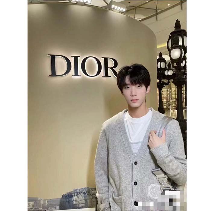 Dior Men CD Christian Dior Couture Cardigan Beige Cashmere Jersey