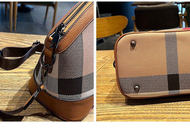 New Fashion Versatile Leather Plaid Shell Bag 1024042916