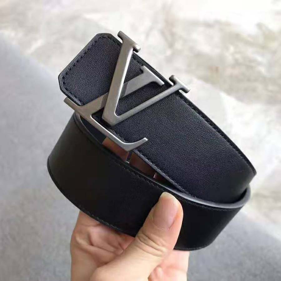 Louis Vuitton Men LV Initiales 40mm Reversible Belt in Calf Leather-Black