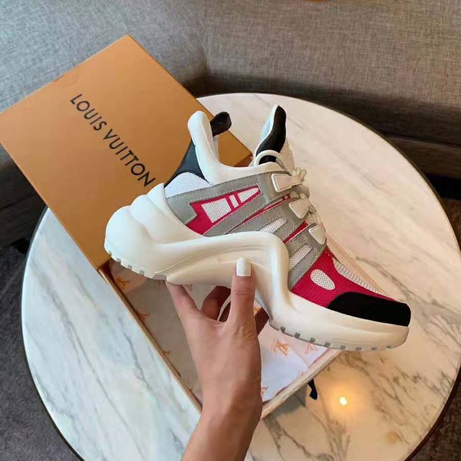 Louis Vuitton LV Unisex LV Archlight Sneaker in Technical Fabric and Monogram Canvas-Pink