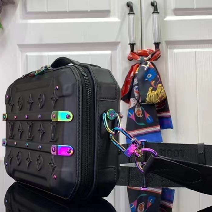 Louis Vuitton LV Unisex Future Trunk Black Calf Leather Double Zip Closure