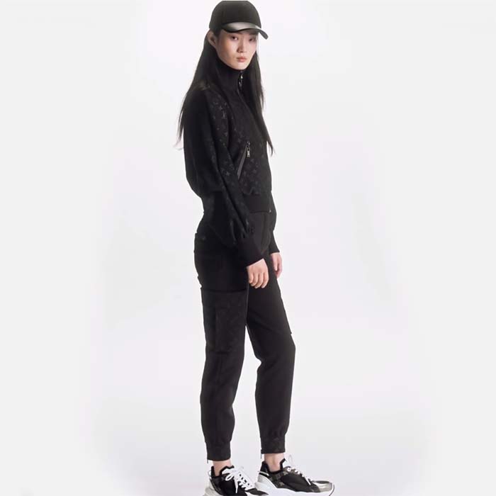 Louis Vuitton LV Unisex Run 55 Sneaker Black Mix Materials Lifted Rubber Outsole