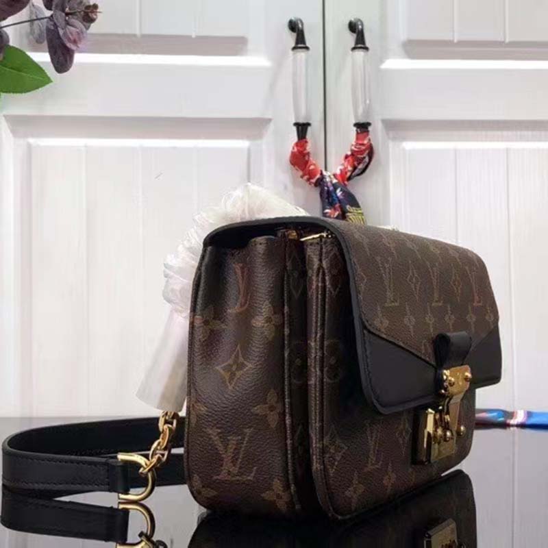 Louis Vuitton LV Women Marceau Black Monogram Coated Canvas Cowhide Leather