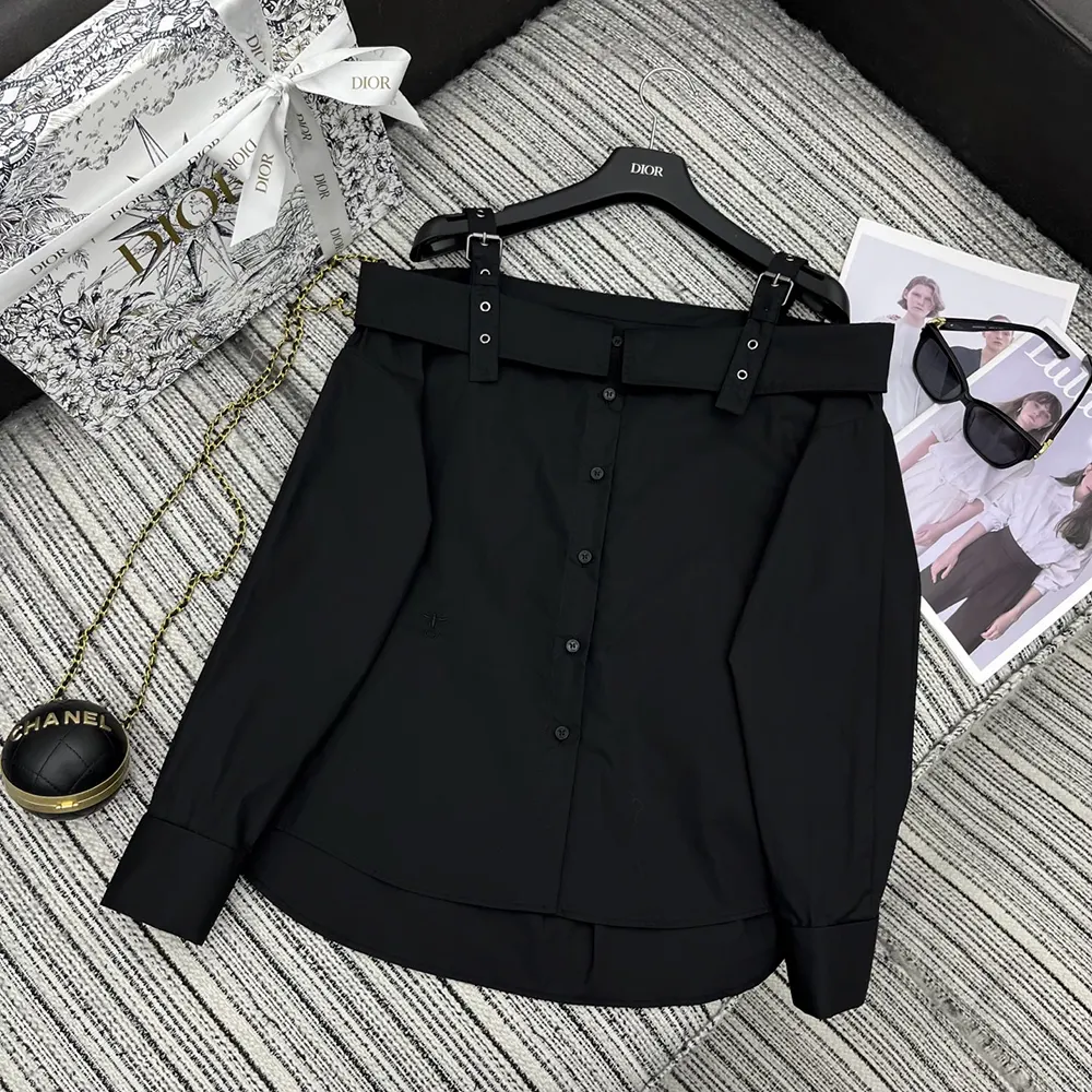Dior Women Blouse Black Cotton Poplin 521B85A3356_X9000