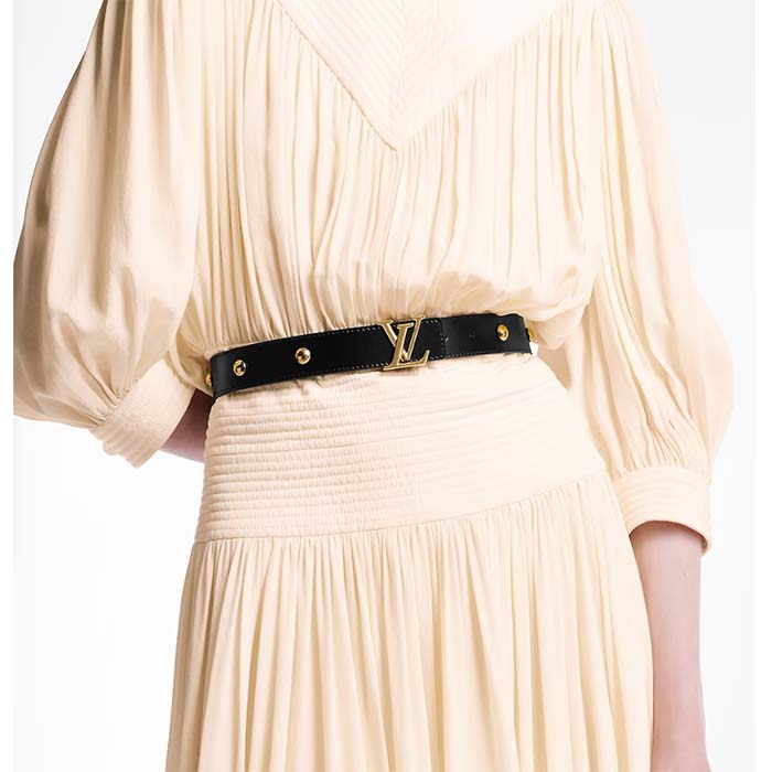 Louis Vuitton Unisex LV Initiales Studs 30mm Reversible Belt Black Leather Metal Studs