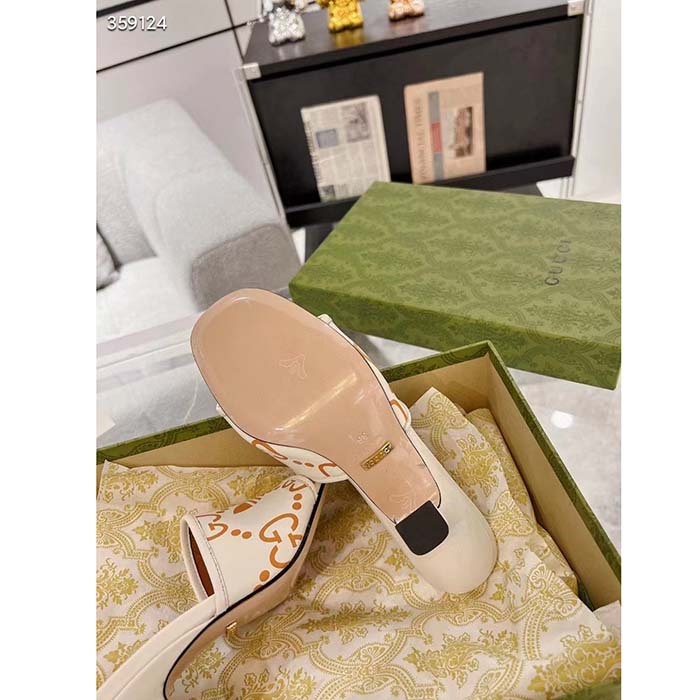 Gucci Women Adidas x Gucci Slide Sandal GG Trefoil Suede White Leather