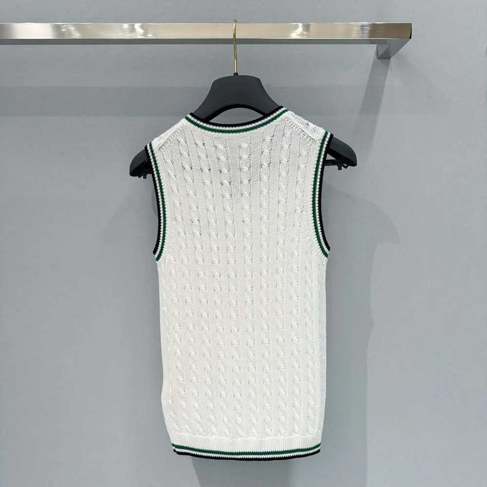 Dior Men Vibe Sweater Vest Ecru Black and Pine Green Cotton and Silk Cable Knit