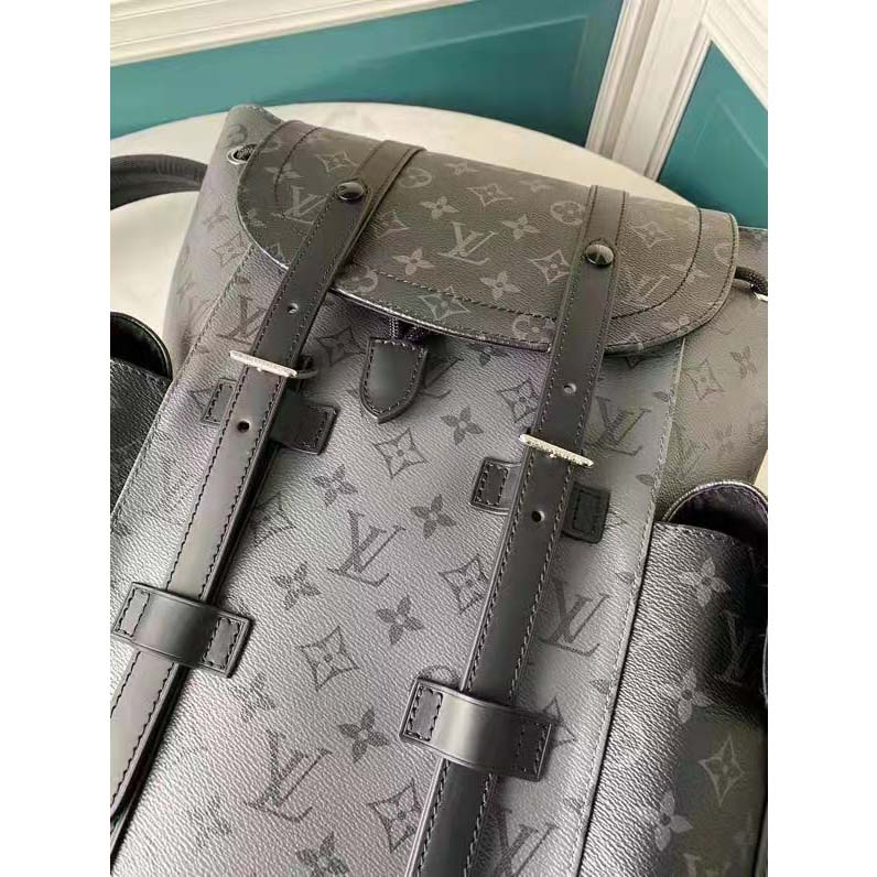 Louis Vuitton LV Unisex Christopher PM Backpack Grey Monogram Eclipse Coated Canvas