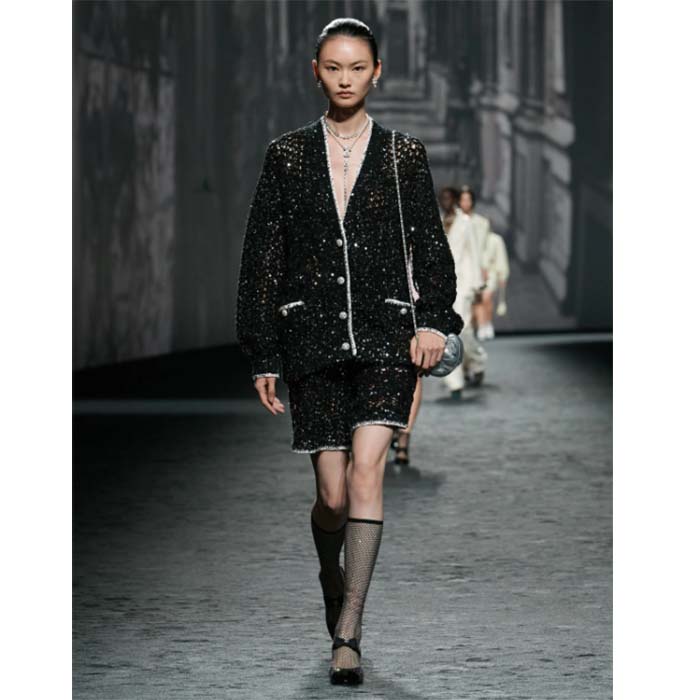 Chanel Women CC Necklace Metal Glass Pearls Strass Silver Pearly White Crystal