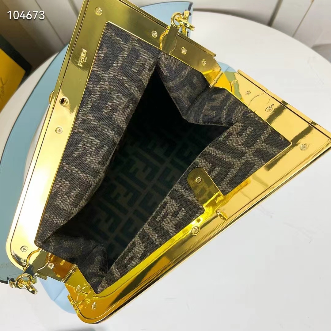 Fendi Women First Medium Light Blue Leather Bag