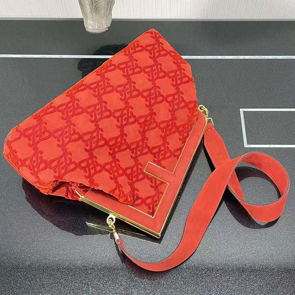 Fendi Women First Medium Red Suede Bag