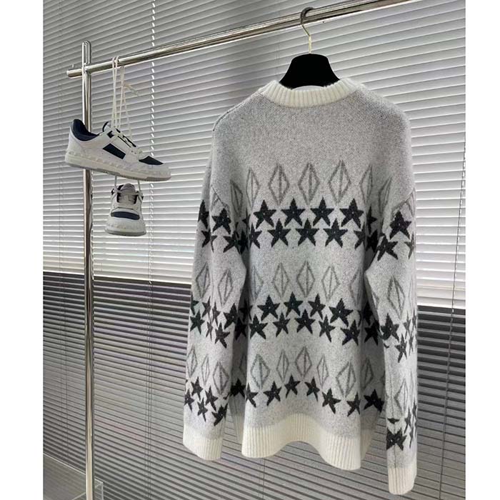 Dior Men Dior And Peter Doig CD Diamond Sweater Gray Wool Jacquard