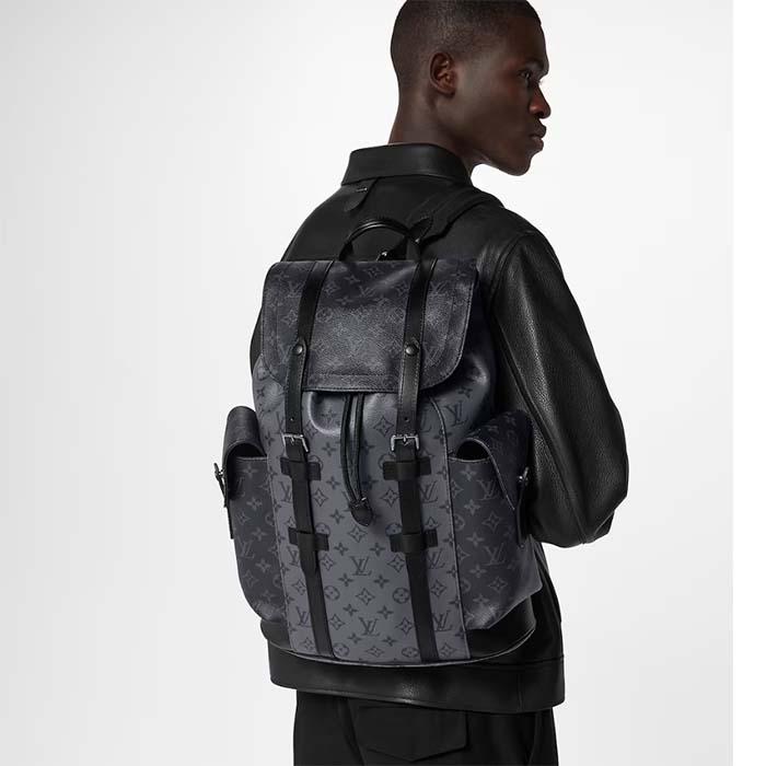 Louis Vuitton LV Unisex Christopher MM Backpack Monogram Eclipse Coated Canvas Reverse
