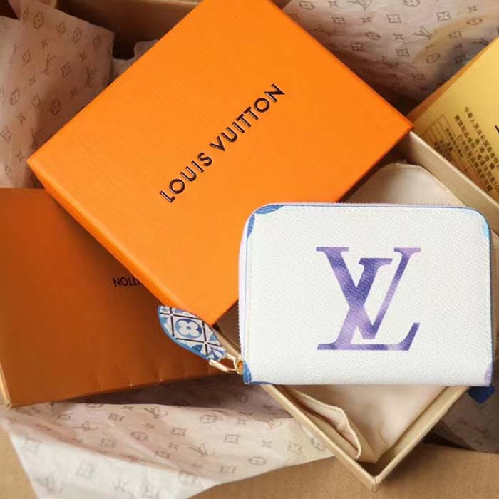 Louis Vuitton LV Unisex Zippy Coin Purse Blue Monogram Coated Canvas Zip Closure