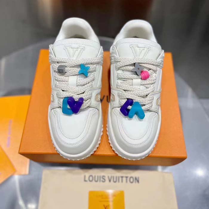 Louis Vuitton Unisex LV Trainer Maxi Sneaker White Mix of Materials Rubber